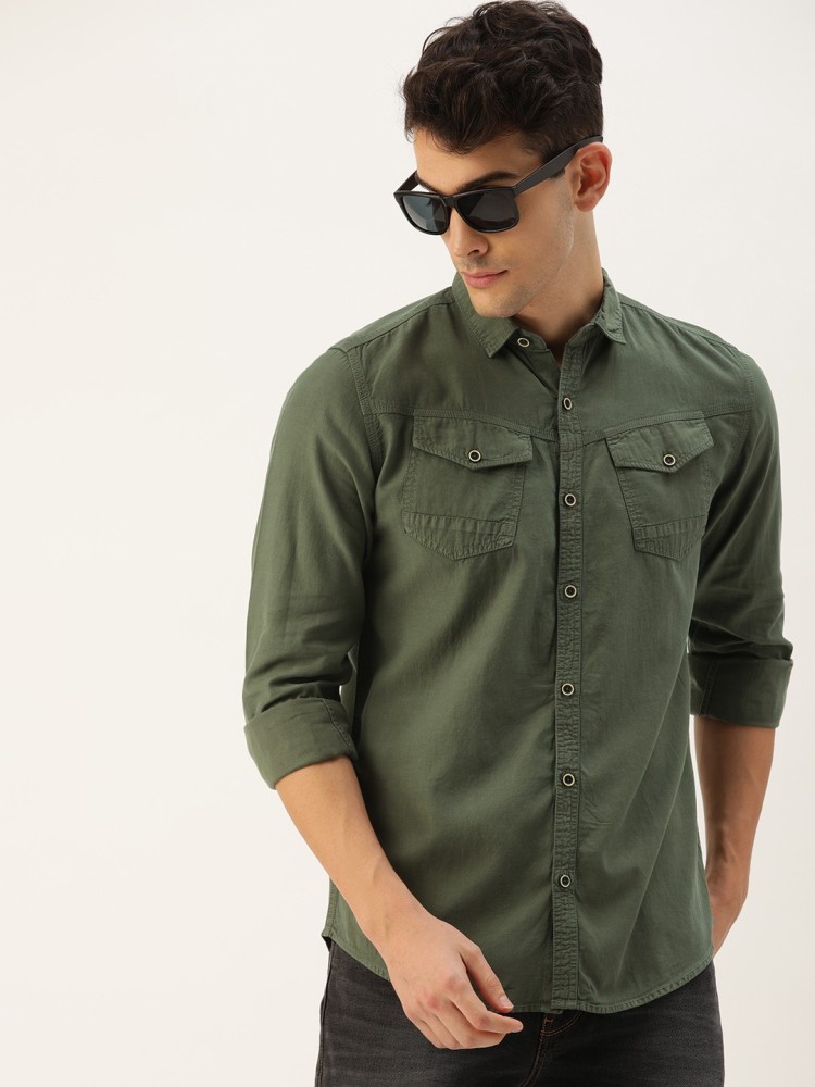 olive color shirt for men