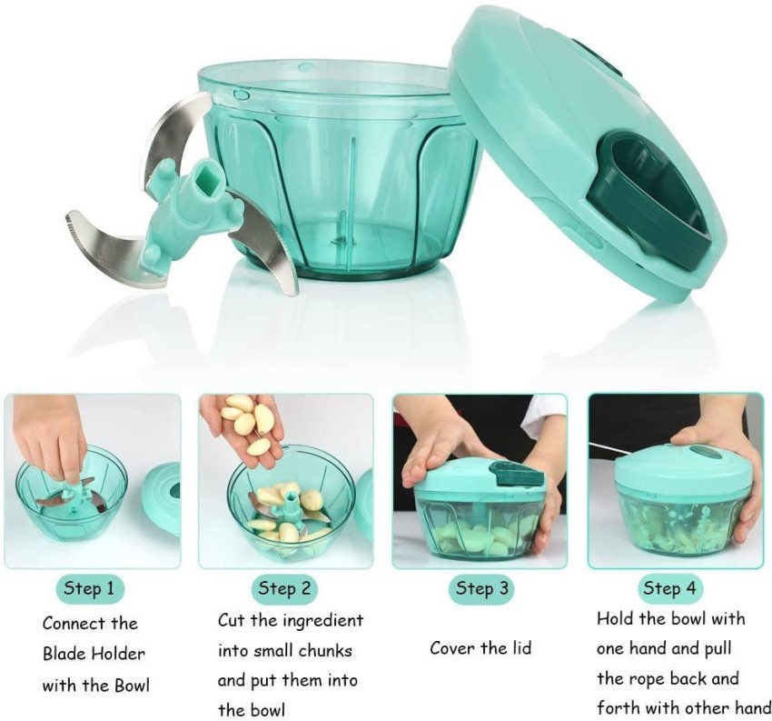 Manual Food Chopper Hand Chopper, Hand Pull String Vegetable Chopper Onions  Chopper, Durable BPA free food safe material