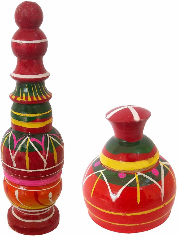Decorative Small Ornament Storage Box - Wooden Sindoor Dabbi For