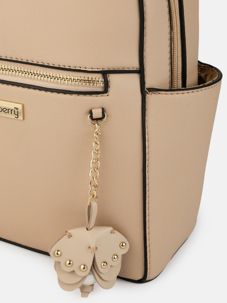 Dressberry Women Solid Backpack 23 L Backpack Beige Price in