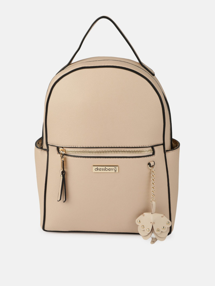 Dressberry Women Solid Backpack 23 L Backpack Beige Price in