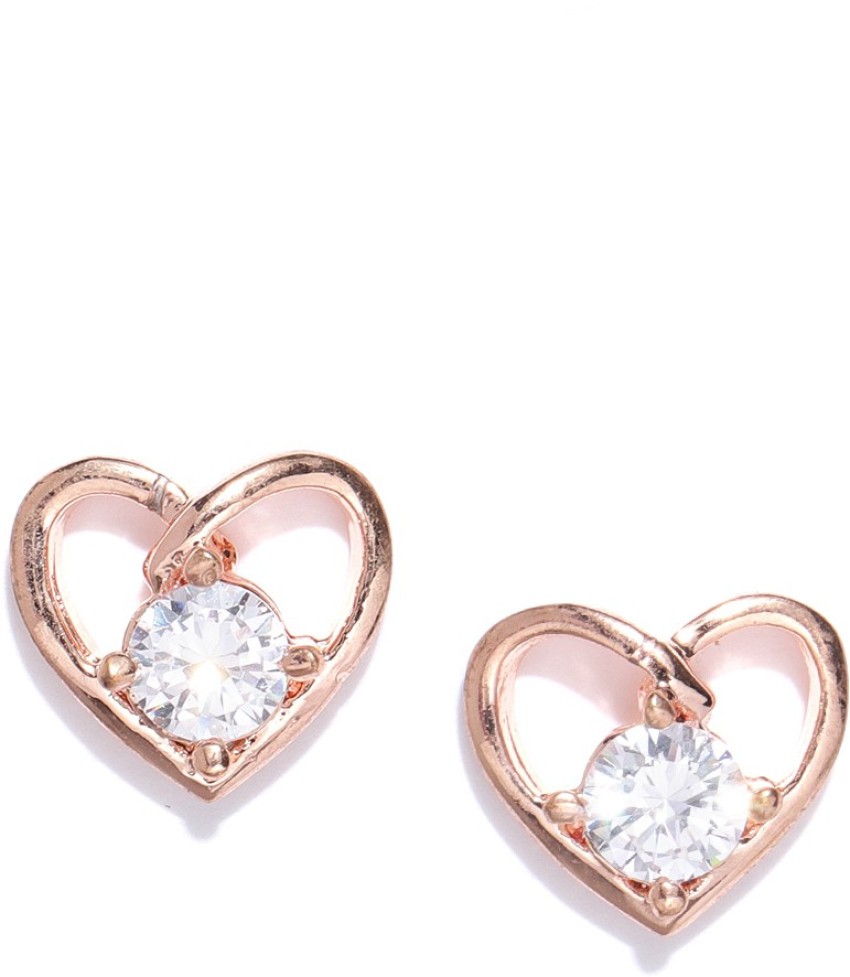 Rose Gold Heart Shaped Pearl Earrings  Luna Jewelry