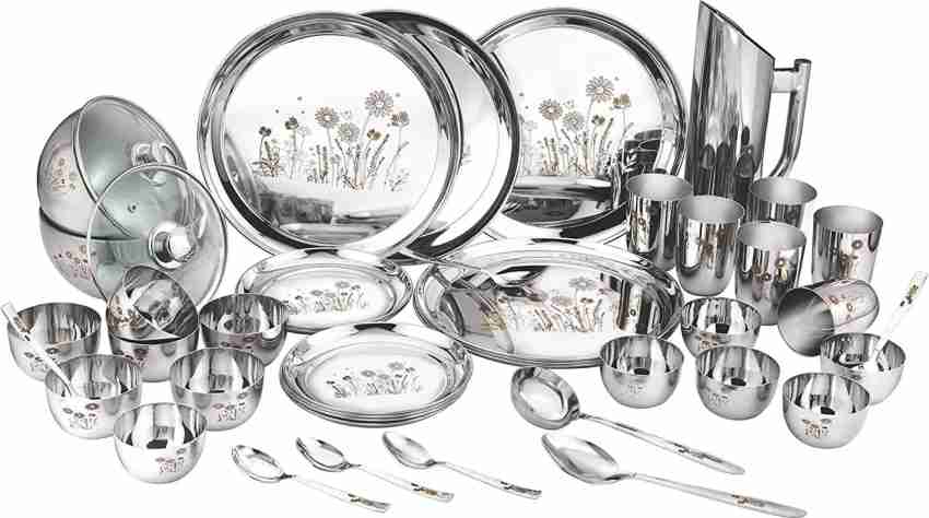 Steel dinner shop set flipkart