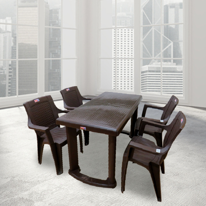 Plastic dining table with 4 sales chairs