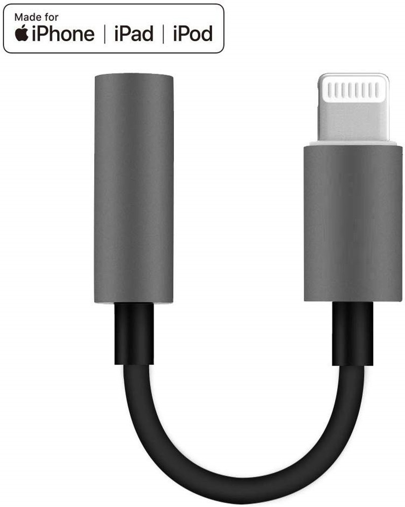 ASTOUND Grey Black Headphone Jack Adapter Cord Dongle Aux Cable