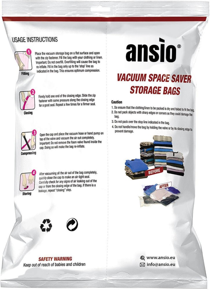 6 Pack: The Largest Super Jumbo Vacuum Seal Space Saver Storage
