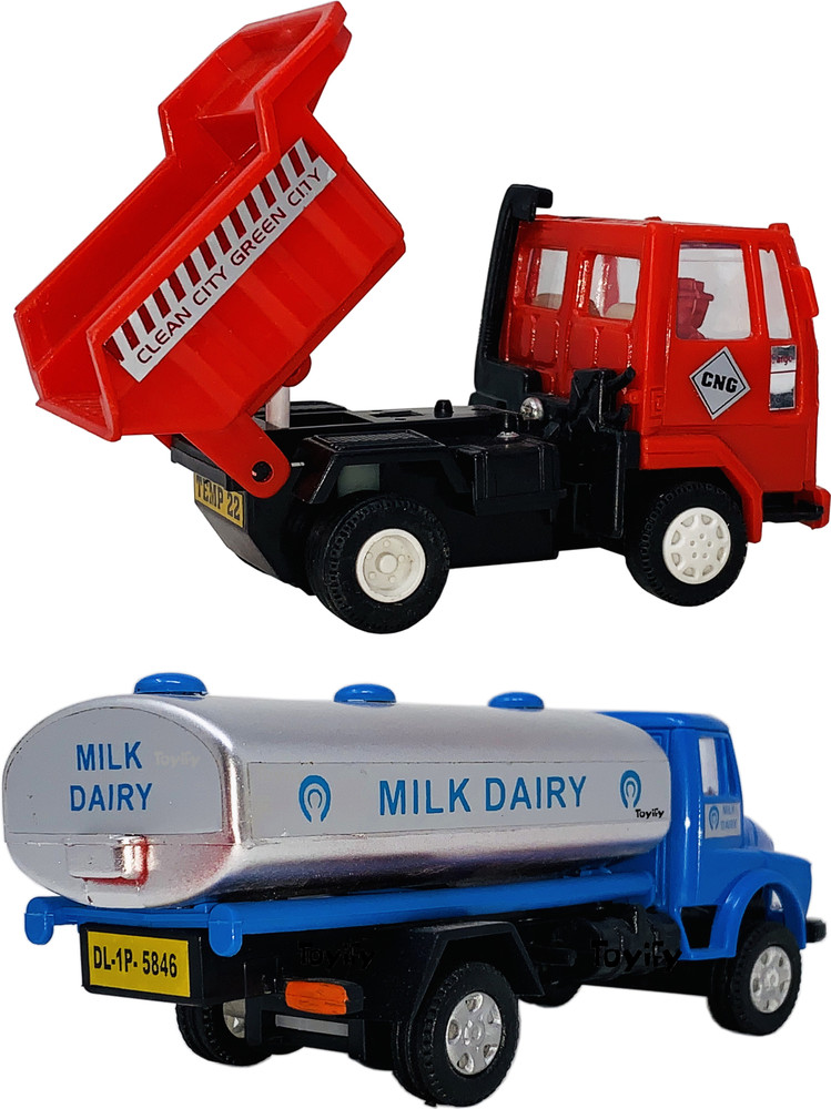 Miniature Mart Small Size Set of 2 Milk Tanker Tanker Dumper