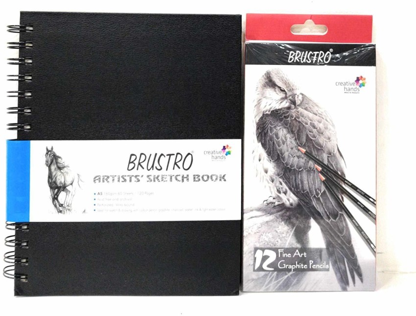 Buy Brustro Black Wiro Bound A5 Size Artists Sketch Book 120 Pages