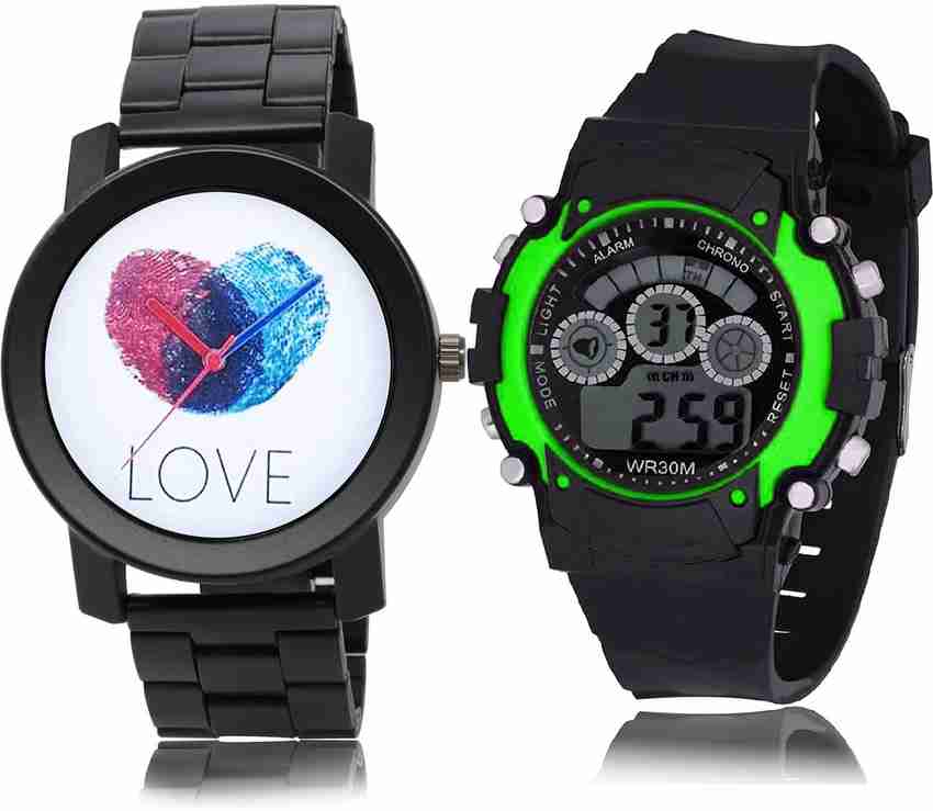 NIKOLA Analog Digital Watch For Men Buy NIKOLA Analog Digital Watch For Men New High Quality Love Fingerprints Chain Watch And Kids Watch B813 B3 Combo Of 2 Online at