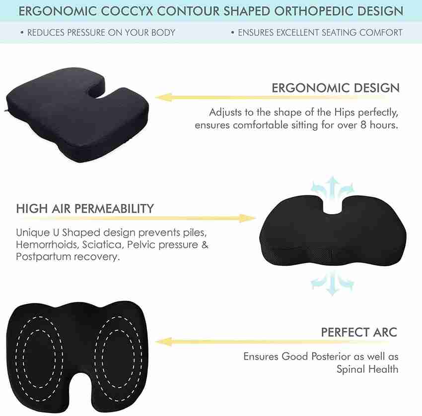 The White Willow Coccyx Orthopedic Seat Cushion for Relief from