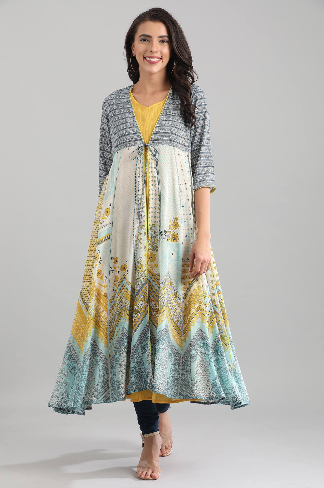 Aurelia Womens Grey Straight Cotton Stitched Kurti  DIESL  2274715