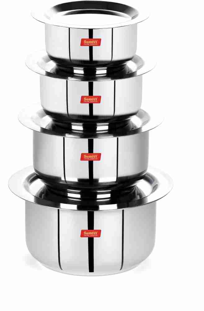 Sumeet Stainless Steel Copper Bottom Multipurpose Cook & Serve Handi With  Lid - 3 Pcs Set