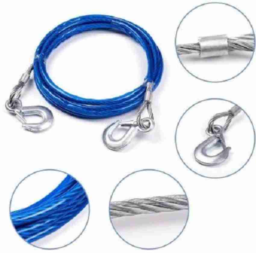 ACCESSOREEZ 4 tons Steel Wire Tow Cable Tow Strap Towing Rope with