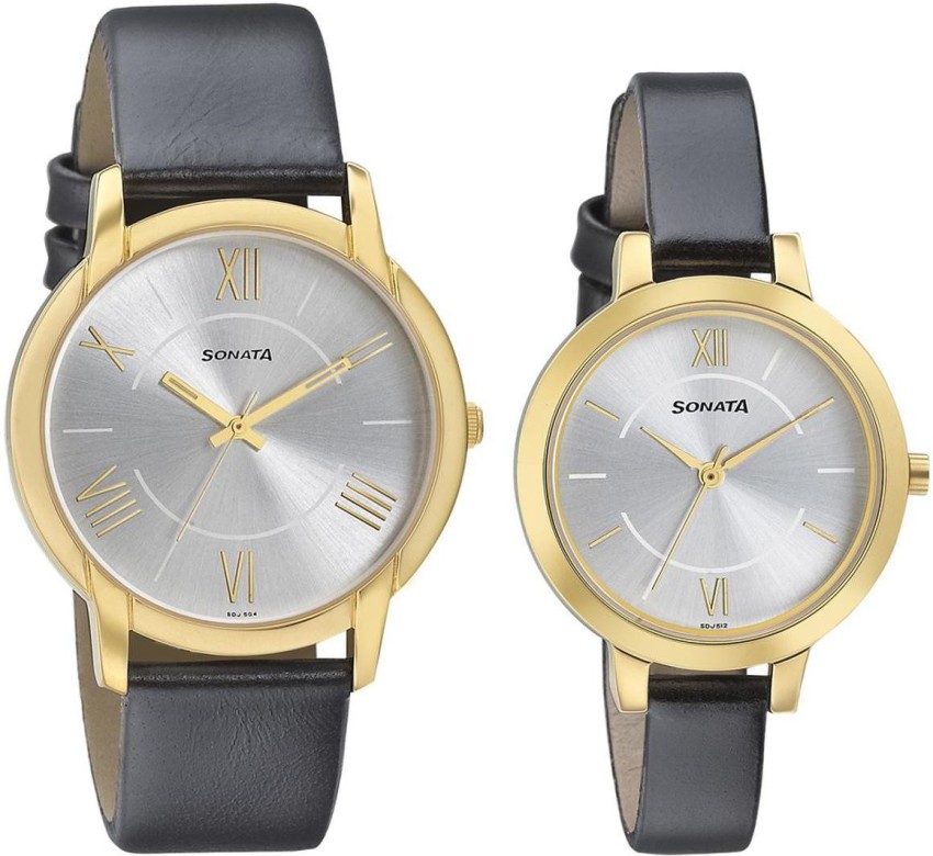 SONATA NP770318141YL01 Pair 2.0 Analog Watch For Couple