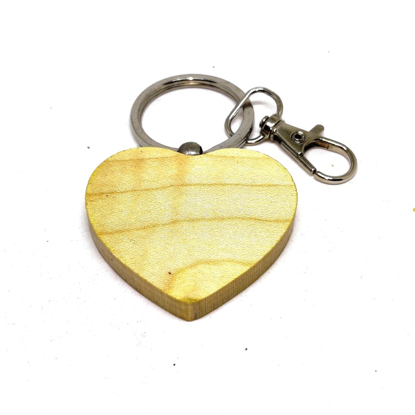 Wooden Heart Shaped Keychains - Heavy-Duty Keyring Key Holder for
