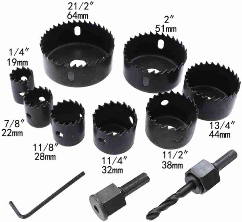 Inditrust New Multi size 11pc Woodworking Hole Saw Drill Bit 3 4 to 2 1 2 Wood Cutter for Wood and Plastic Wood Cutter Price in India Buy Inditrust New Multi size 11pc