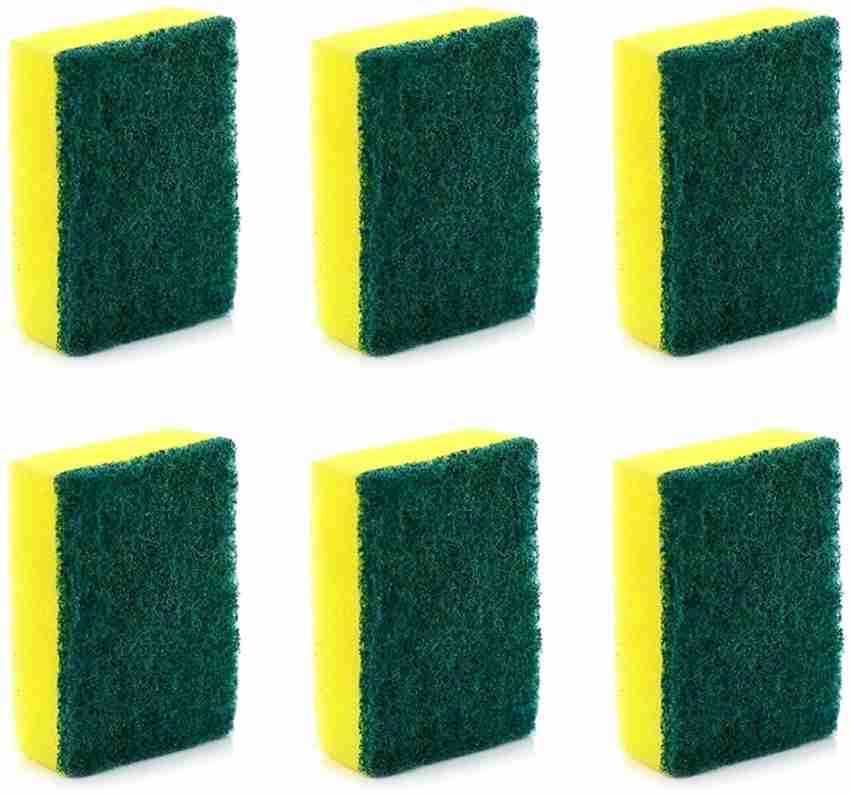 Cleaning Scrub Sponges for Kitchen, Dishes, Bathroom, Car Wash, One  Scouring Scrubbing One Absorbent Side, Abrasive Scrubber Sponge Dish Pads,  Heavy Duty, Green Yellow (Pack of 10) - Buy Online at Best