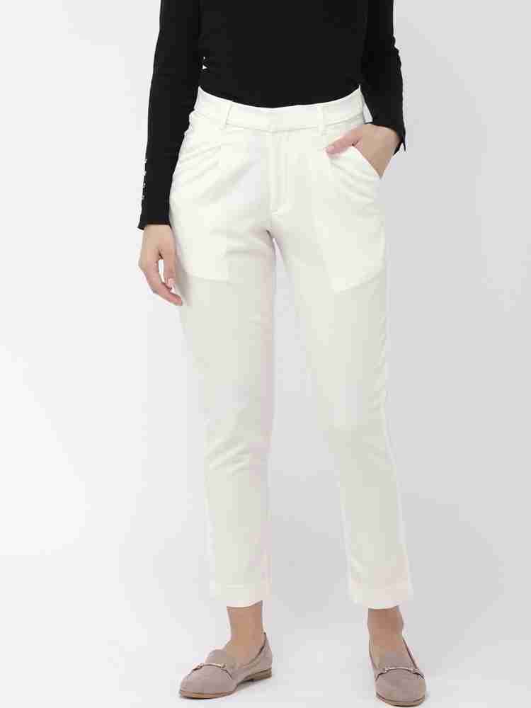 GO COLORS Relaxed Women White Trousers - Buy GO COLORS Relaxed