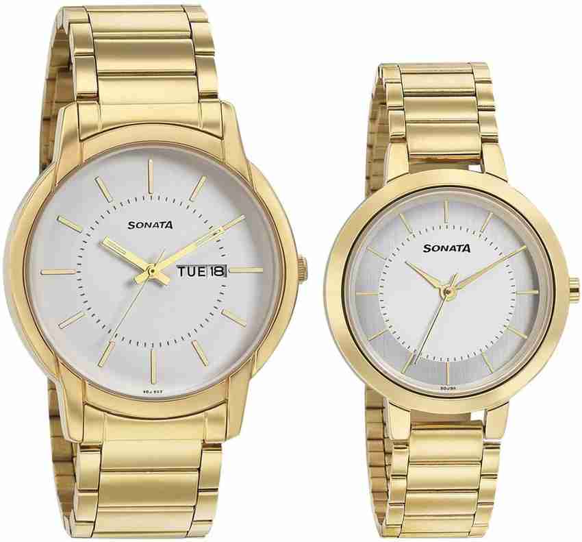 SONATA NP770318141YM01 Pair 2.0 Analog Watch For Couple Buy