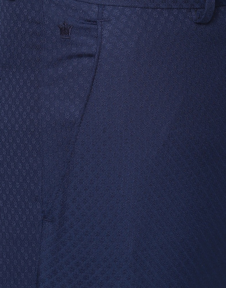 Louis Philippe Blue Slim Fit Texture Three Piece Suits