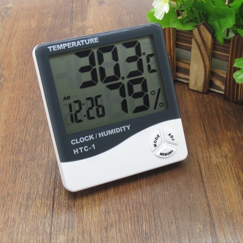 FreshDcart Measurement Room Temperature Device Meter Humidity Monitor HTC-1  Incubator with Rest Stand and Accurate Indoor LCD Thermometer Display 