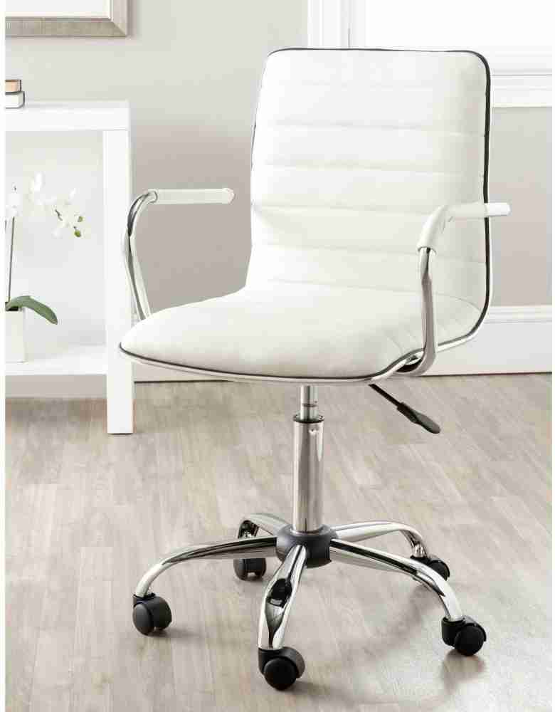 White leather desk chair with online arms