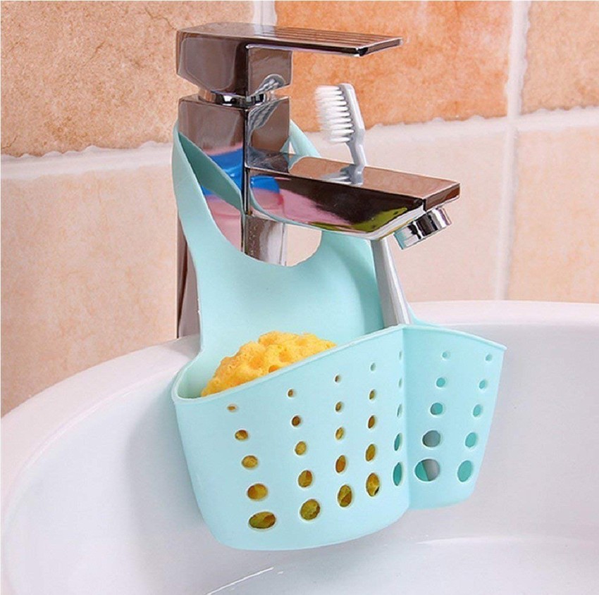 4 Sink Caddy Kitchen Silicone Soap Sponge Holder Hanging Basket