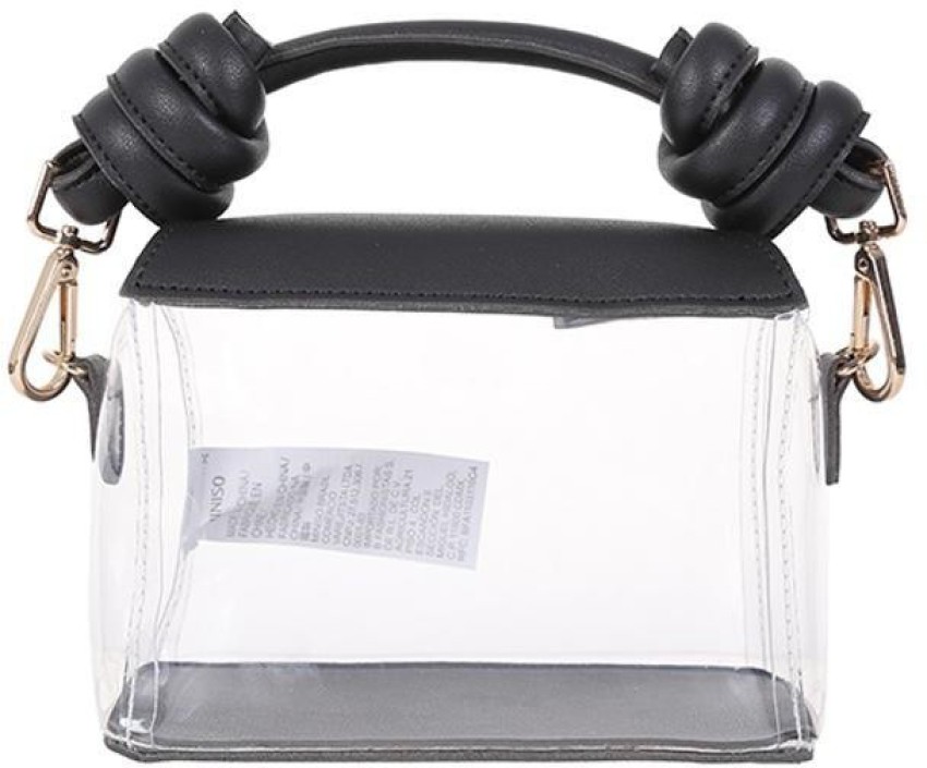 MINISO White Sling Bag Stripe Clear Shoulder Tote Bag with Inner Bag, with  Color Trim and Bottom White - Price in India