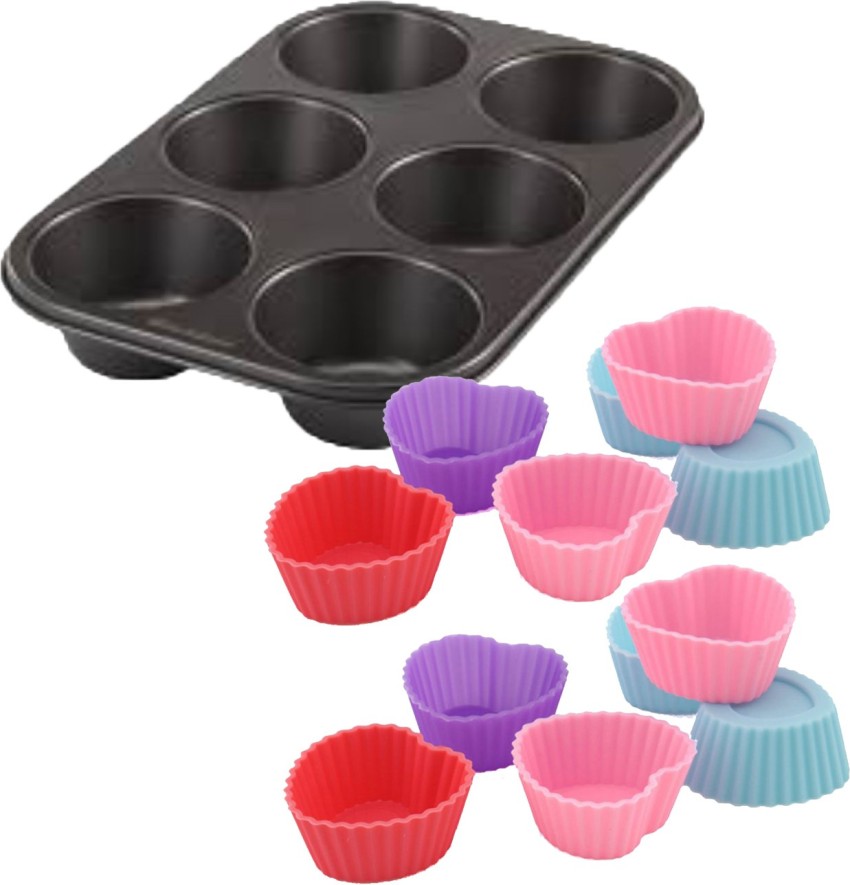 Set of 12 Silicone Muffin Cases Cupcake Mould Baking Reusable Cake Mold  Bakeware