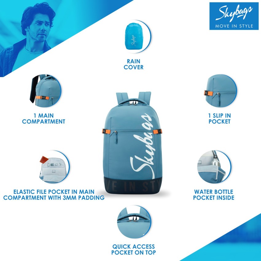 SKYBAGS Boho 01 With Raincover 23 L Backpack Blue Price in India Flipkart