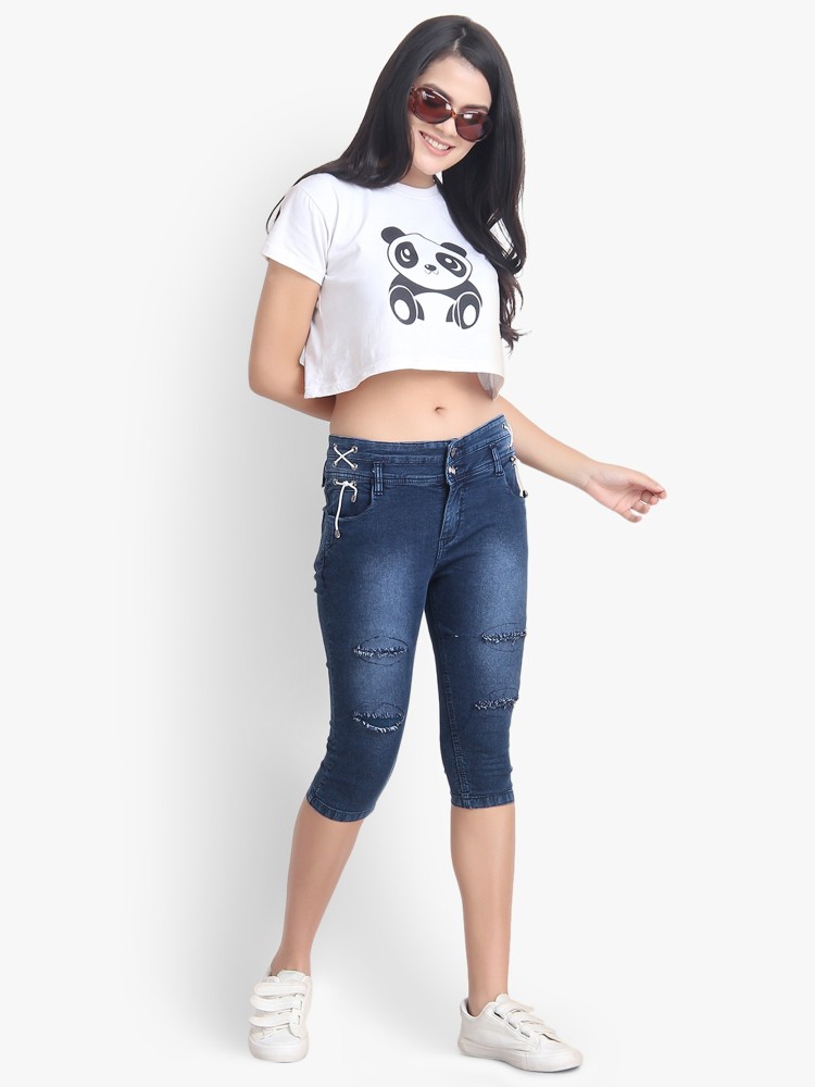 PERFECT FASHION Women Denim Capri - Buy PERFECT FASHION Women