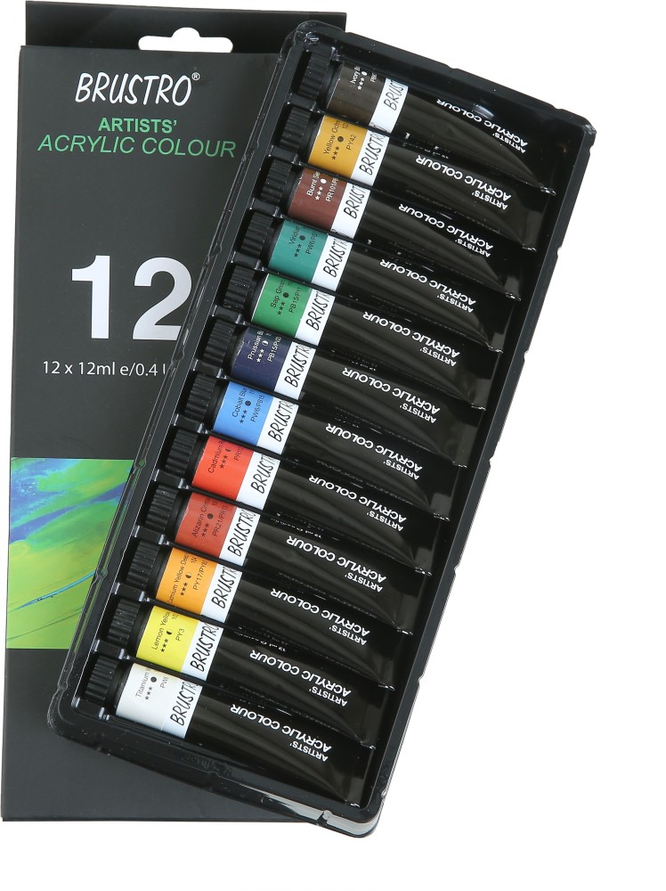 BRUSTRO Artists ' Acrylic Pastel Colour Set of 12 Colours X 12ML