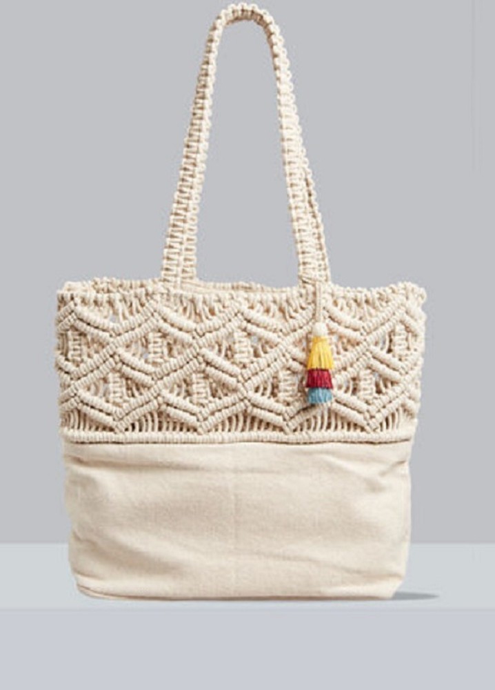 Flipkart Glocera BAG MACRAME HANDLE COTTON HANDMADE KNOTTED