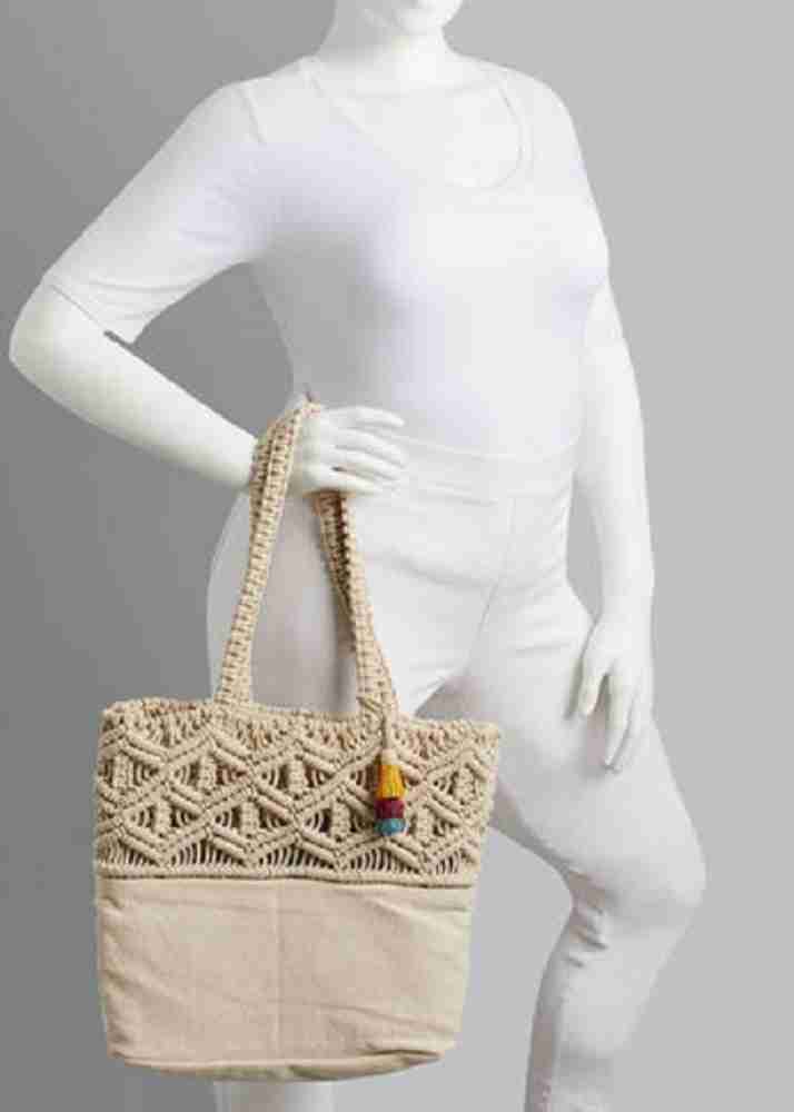 Flipkart Glocera BAG MACRAME HANDLE COTTON HANDMADE KNOTTED