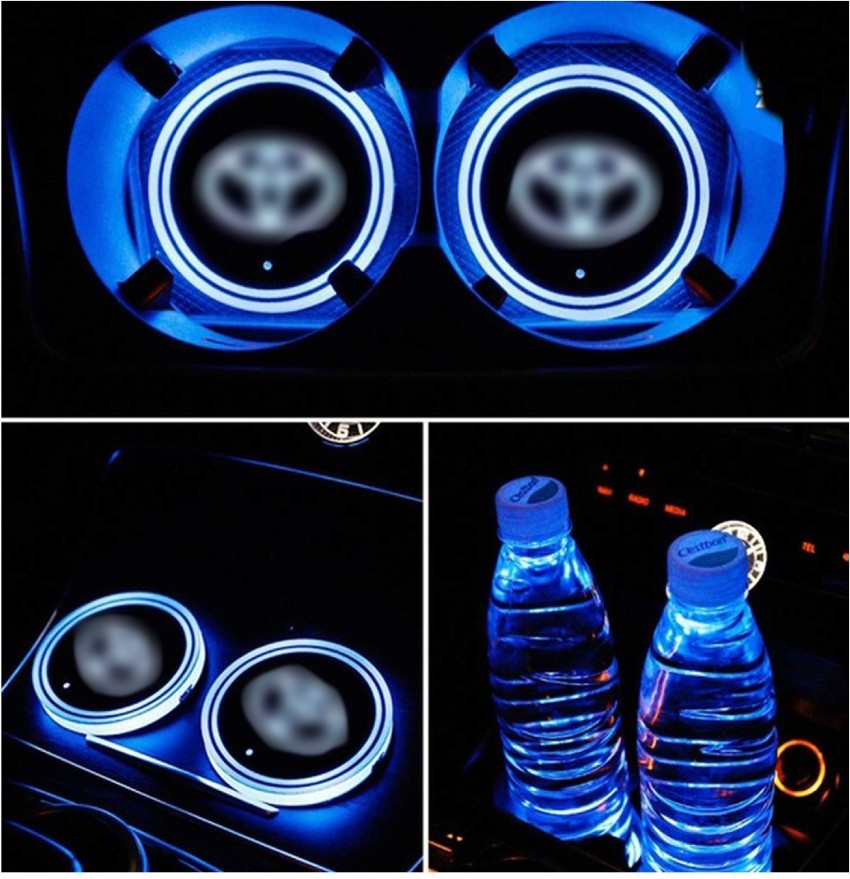 2Pcs Led Car Cup Coasters Drink Holder Pad USB Rechargeable Color
