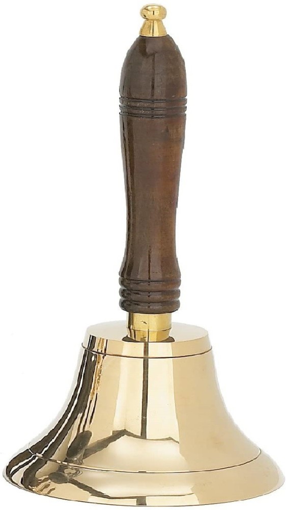 ORTUS Brass Hand Bell Chrome finish with wooden handle ~ Brass Shame  Christmas Maritime church bell, School Bell - Gold Brass, Wooden Pooja Bell  Price in India - Buy ORTUS Brass Hand