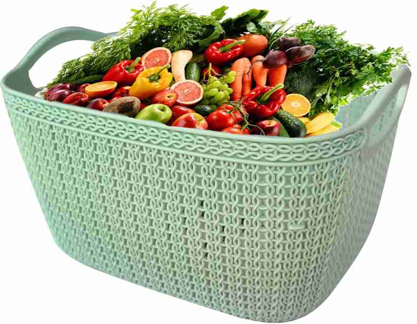 DeoDap Plastic Plastic Multiple Size Cane Fruit Baskets (3 Size