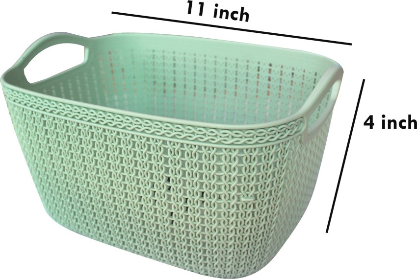 DeoDap Plastic Plastic Multiple Size Cane Fruit Baskets (3 Size