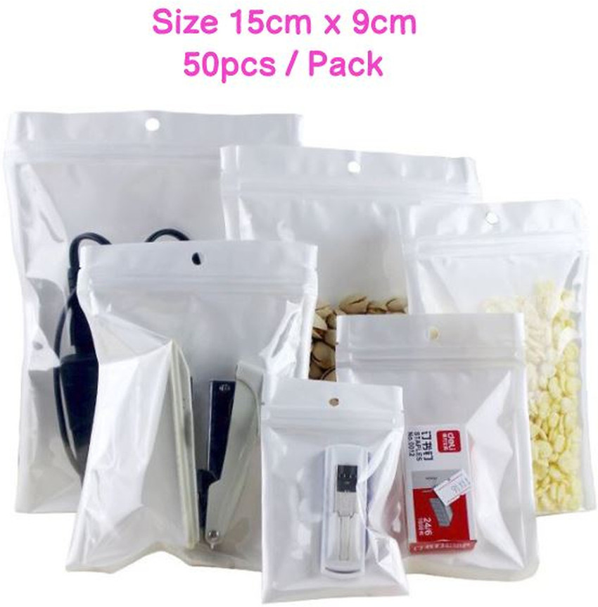 A2S2 50PCS High Quality White Clear Self Seal Zipper Plastic