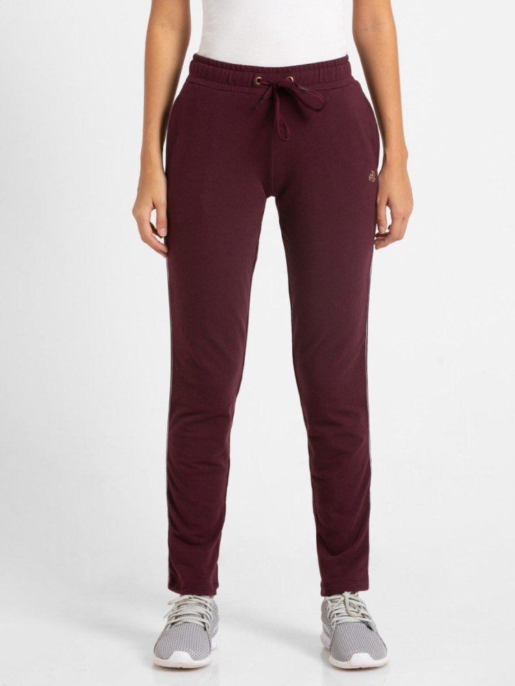 Buy Women's Super Combed Cotton Elastane Stretch Slim Fit Joggers With Side  Pockets - Winetasting Melange AW36