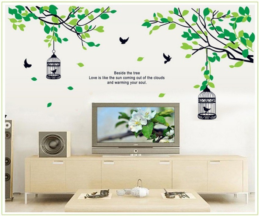 Buy Trends on Wall Black-Green Bird Tree Home Design Wall Sticker 60 x 90  cm Online at Best Prices in India - JioMart.