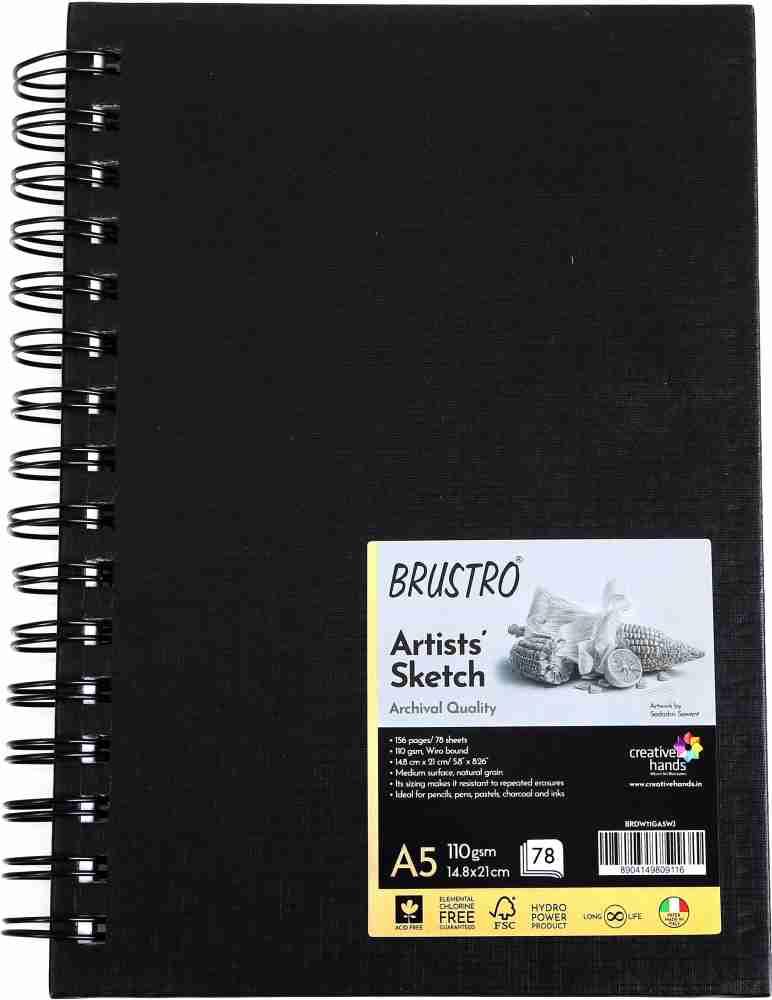  Brustro Toned Paper - Grey Sketchbook, Wiro Bound, Size A4,  120GSM (60 Sheets), 120 Pages : Office Products