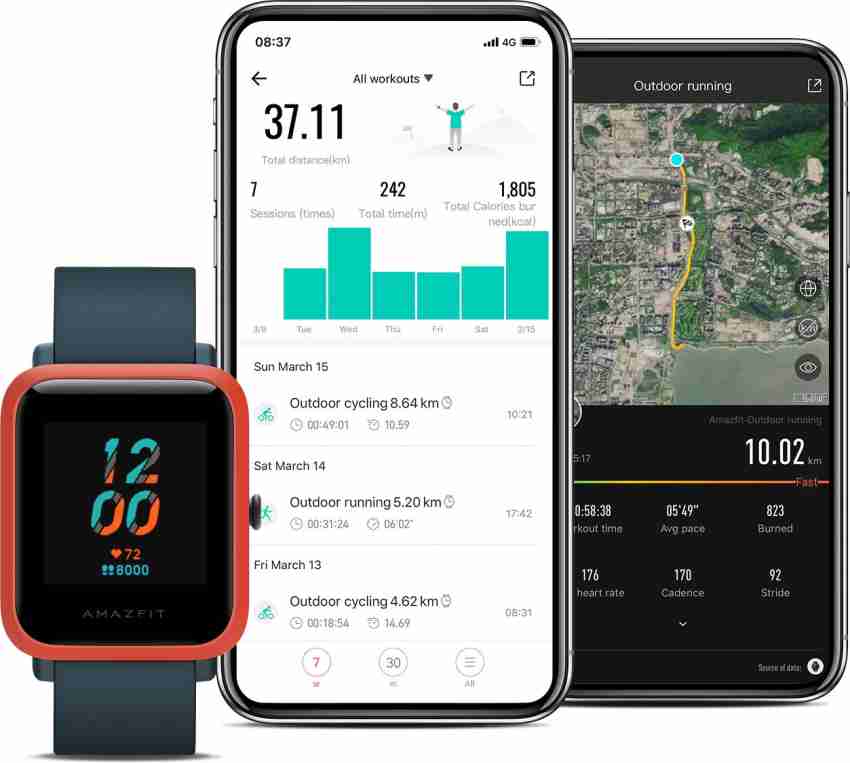 Huami amazfit bip discount cinnabar red smartwatch