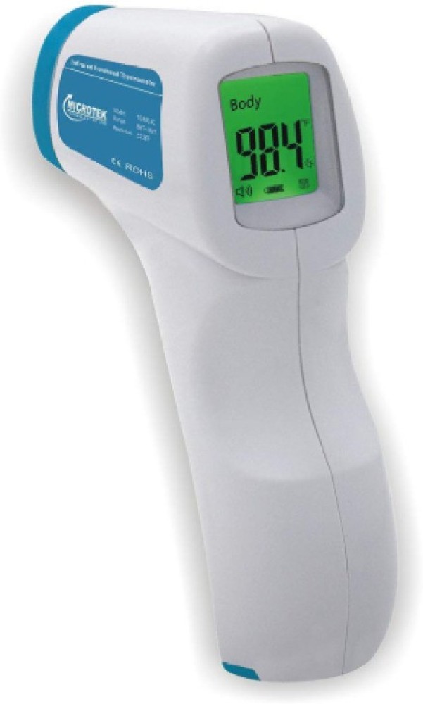Microtek TG8818C Multi Function Non-Contact Forehead Infrared Thermometer  with IR Sensor and Color Changing Display Thermometer - Microtek 
