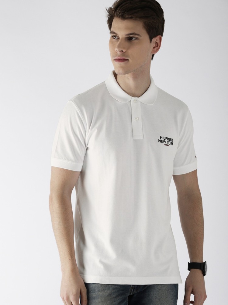 TOMMY HILFIGER Solid Men Polo Neck White T-Shirt - Buy TOMMY