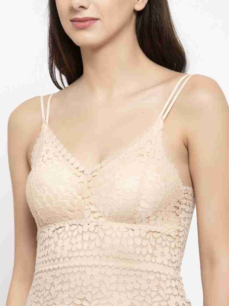 Buy KARMUN Pink and Beige Lace and Cotton Blend Lightly Padded