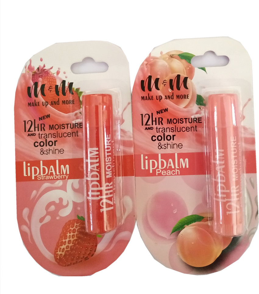 M M pack of 2 lip balm 12 hrs shine color stay peach strawberry