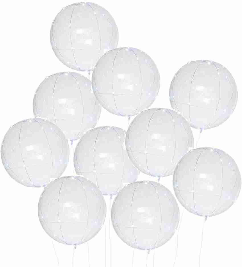 10pcs 20 Inch Clear Bobo Light Up Balloons With Sticks For Party