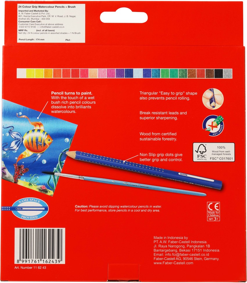 Faber-Castell Art GRIP Aquarelle Watercolor Pencils Set With Brush, Set of  9 - Reds