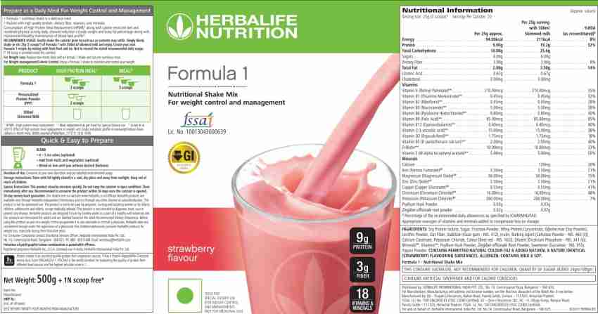 Herbalife Formula Nutritional Shake Mix Strawberry - Get Best Price from  Manufacturers & Suppliers in India